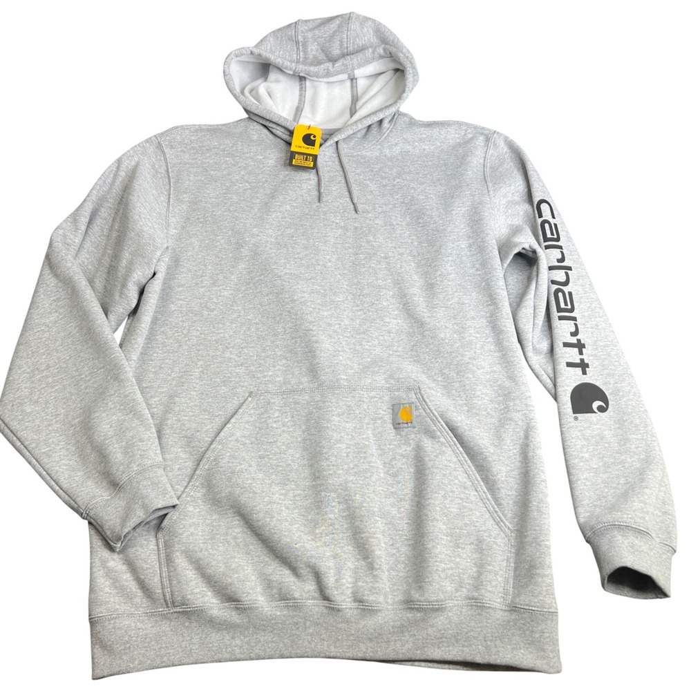 Carhartt Mens XL Tall Loose Fit Midweight Logo Sleeve Hoodie Gray K288 NEW